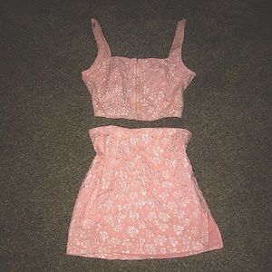 Matching pink corset and skirt set